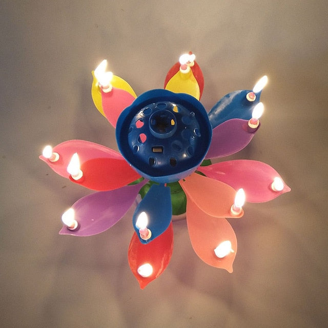 8/14pcs Candle Lotus Flower Musical Candle