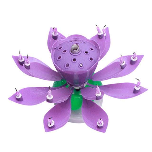 8/14pcs Candle Lotus Flower Musical Candle