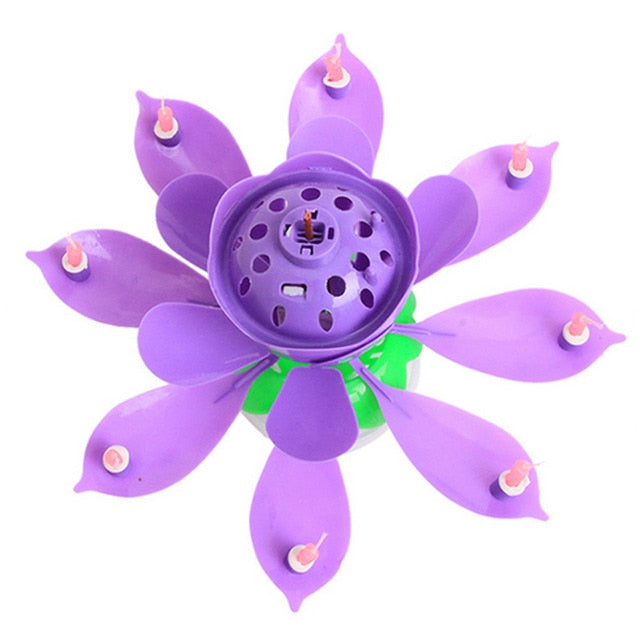 8/14pcs Candle Lotus Flower Musical Candle