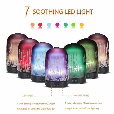 Ultrasonic Aroma Diffuser Glass Air Humidifier Essential Oil